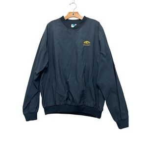 VTG Turfer Gulfwest Pullover Windbreaker Jacket Black Mens Size L Made in USA